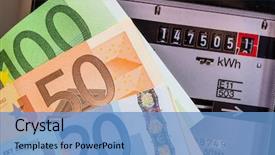  Presentation with electricity price - Cool new PPT theme with electricity meter measures the current backdrop and a teal colored foreground