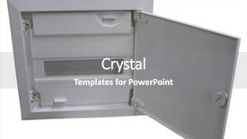  Presentation with plastic - Presentation with electricity metere - plastic installation box with door background and a gray colored foreground