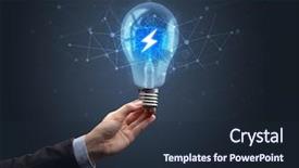  Presentation with electricity - Colorful slide deck enhanced with electricity network - hand holding light bulb backdrop and a wine colored foreground