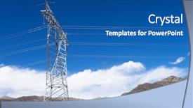  Presentation with blue sky - PPT theme consisting of electricity pole with blue sky background and a ocean colored foreground