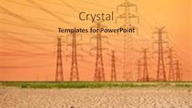  Presentation with electricity - Slide set featuring electricity poles and the dry land background and a yellow colored foreground