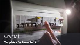  Presentation with fuse - PPT layouts with electricity-power-outage-emergency-turning background and a dark gray colored foreground