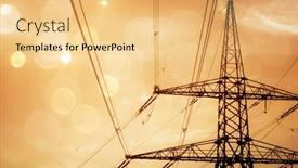  Presentation with electricity - PPT theme with electricity-pylons-against-the-sky background and a yellow colored foreground