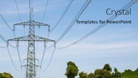  Presentation with electricity - PPT theme having electricity-pylons-on-a-green background and a light blue colored foreground