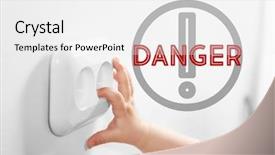  Presentation with electricity - PPT theme having electricity risks - baby playing with power socket background and a white colored foreground