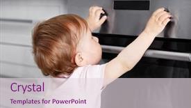  Presentation with electricity - Cool new PPT layouts with electricity risks - child playing with electric oven backdrop and a lemonade colored foreground