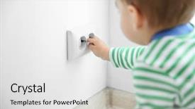  Presentation with baby walk - Audience pleasing slides consisting of electricity risks - little baby playing with socket backdrop and a white colored foreground