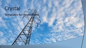  Presentation with electricity - Amazing theme having electricity transmission pylon against blue backdrop and a light blue colored foreground