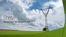  Presentation with electricity - Cool new presentation theme with electricity-transmission-pylon-silhouetted-against backdrop and a light blue colored foreground