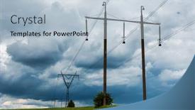  Presentation with electricity - Presentation enhanced with electricity-transmission-pylon-silhouetted-against background and a  colored foreground