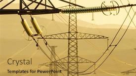  Presentation with power transmission line - Presentation design with electricity-transmission-towers-texture background and a gold colored foreground