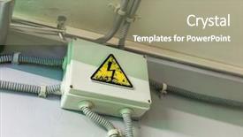  Presentation with electricity - Colorful PPT theme enhanced with electricity warning box backdrop and a coral colored foreground