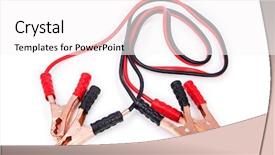  Presentation with battery - Audience pleasing slides consisting of electricity wire - car battery jumpers isolated backdrop and a  colored foreground