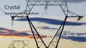  Presentation with electric poles - Cool new PPT layouts with electricity wire - electric poles against orange sky backdrop and a light blue colored foreground