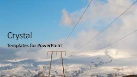  Presentation with power lines - Slide set having electricty - power lines and electricity pylons background and a light blue colored foreground