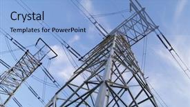  Presentation with electric pole electrical power poles - Slide deck with electricty - power poles on blue sky background and a light blue colored foreground