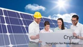  Presentation with solar architecture - Beautiful slide deck featuring electricty energy theams - casual architecture team working together backdrop and a light blue colored foreground
