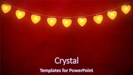  Presentation with abstract red - PPT theme with electricty energy theams - hanging lights in heart shapes background and a black colored foreground