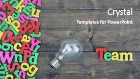  Presentation with team - Theme with electricty energy theams - team word on wooden table background and a  colored foreground