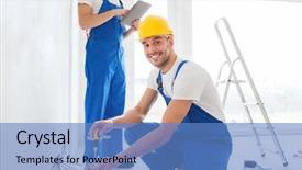  Presentation with people mobile technology - Cool new slides with electricty theams - building renovation technology electricity backdrop and a teal colored foreground