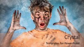  Presentation with electric - Presentation theme featuring electrifying - boy has a electric shock background and a coral colored foreground