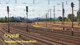  Presentation with railway tracks - Theme with electrifying - many railway tracks background and a tawny brown colored foreground