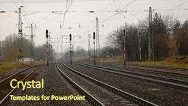 Presentation with railway tracks - Beautiful theme featuring electrifying - railway tracks and switches backdrop and a  colored foreground
