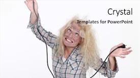  Presentation with electric - Presentation design having electrifying - woman getting an electric shock background and a pink colored foreground