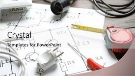  Presentation with electrical tools - Audience pleasing slide set consisting of electrique - different electrical tools on circuit backdrop and a white colored foreground