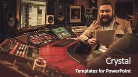  Presentation with industrial engineer - Amazing presentation design having electro industrial - sound engineer and musicians working backdrop and a  colored foreground