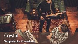  Presentation with professional sound recording - Slide deck with electro industrial - sound engineer working in boutique background and a  colored foreground