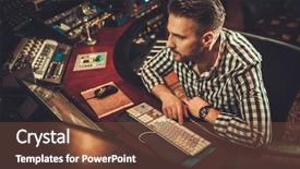  Presentation with professional sound recording - Audience pleasing presentation design consisting of electro industrial - sound engineer working in boutique backdrop and a  colored foreground