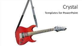  Presentation with guitar - PPT theme featuring electro music - image of an electric guitar background and a white colored foreground