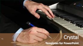  Presentation with piano - Cool new PPT layouts with electro music - man hands playing piano backdrop and a red colored foreground