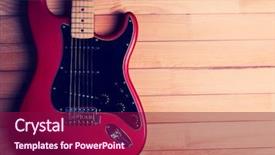  Presentation with guitar - Colorful presentation theme enhanced with electro music - red guitar on wooden background backdrop and a violet colored foreground