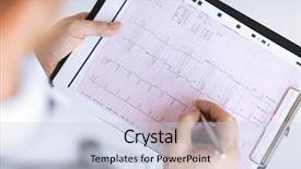  Presentation with bright - Beautiful presentation featuring electrocardiogram - bright picture of male doctor backdrop and a lemonade colored foreground