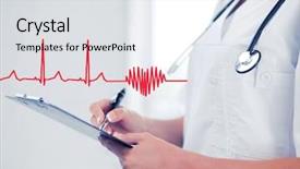 Presentation with medical concept - Presentation enhanced with electrocardiogram - healthcare and medical concept background and a light gray colored foreground