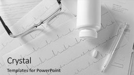  Presentation with plastic bottle - PPT layouts featuring electrocardiograma - cardiogram chart with plastic bottle background and a  colored foreground