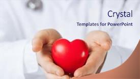  Presentation with hands heart - Slides having electrocardiograma - close up of man hands background and a sky blue colored foreground