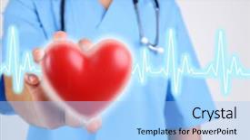 Presentation with heart - Cool new PPT theme with electrocardiograma - doctor with small heart backdrop and a  colored foreground