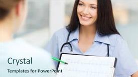  Presentation with medical concept - Colorful PPT theme enhanced with electrocardiograma - healthcare and medical concept backdrop and a sky blue colored foreground