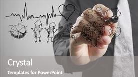  Presentation with heartbeat - Amazing presentation having electrocardiographer - businessman hand drawing chart heartbeat backdrop and a  colored foreground