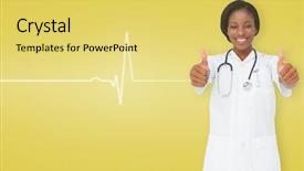  Presentation with yellow medical - Amazing presentation theme having electrocardiography - young nurse giving thumbs up backdrop and a yellow colored foreground