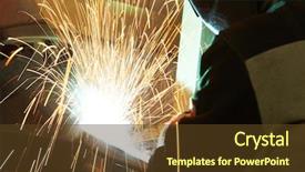  Presentation with welding - PPT theme featuring electrode with bright electric arc background and a tawny brown colored foreground