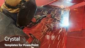  Presentation with welding - PPT theme consisting of electrode with bright electric arc background and a tawny brown colored foreground