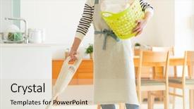  Presentation with vacuum cleaner robot - PPT layouts having electroincs age - housewife cleaning with vacuum cleaner background and a  colored foreground