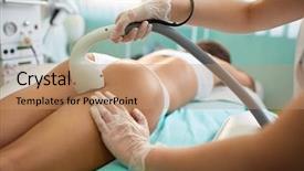  Presentation with laser beauty treatment - Presentation theme enhanced with electrolysis - cosmetologist is undergoing epilation background and a coral colored foreground