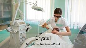  Presentation with laser beauty treatment - PPT layouts with electrolysis - laser depilation and skincare treatment background and a light gray colored foreground