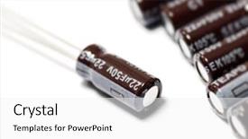  Presentation with capacitors - Presentation theme consisting of electrolytes - it is aluminum electrolytic capacitors background and a white colored foreground