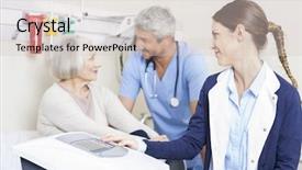  Presentation with electromagnetic - Theme consisting of electromagnetic field - physiotherapist with female patient background and a lemonade colored foreground